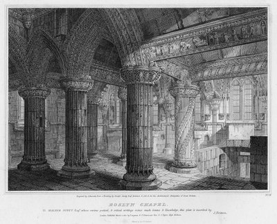 Roslyn Chapel, engraved by J. Burnett, 1810 by Joseph Michael Gandy
